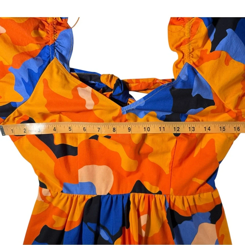 Tabitha Brown x Target Tropical Floral Tie Back Midi Dress Puff Sleeves Size 2 - Picture 6 of 8